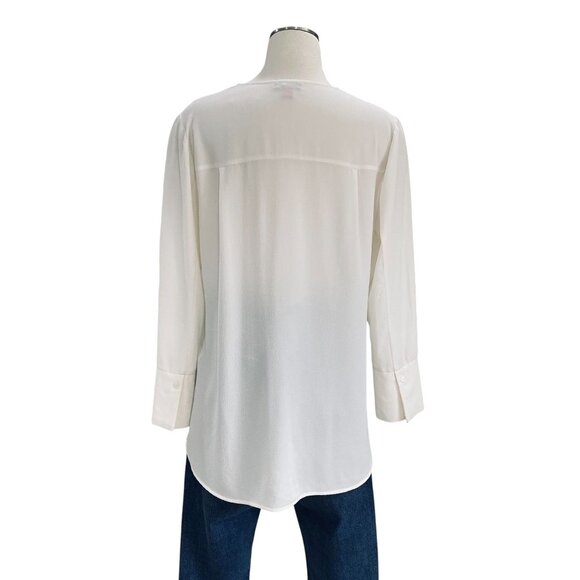 Vince Camuto Womens Ivory Faux Wrap Blouse Long Sleeve Small Elegant Work Top - Picture 9 of 9